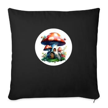 Mushroom House - Un rêve fantastique - Housse de coussin décorative 45 x 45 cm - noir - Devant