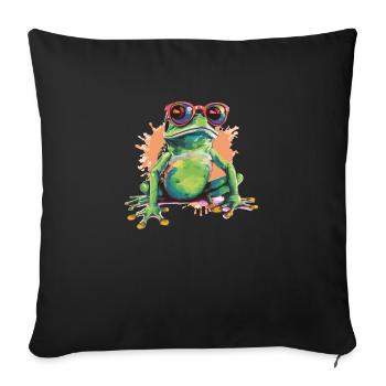 Reina the spectacled frog - Sofa pillowcase 17,3'' x 17,3'' (45 x 45 cm) - black - Front
