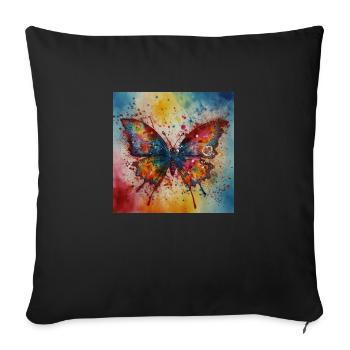 Modern Colourful Butterfly Art - Sofa pillowcase 17,3'' x 17,3'' (45 x 45 cm) - black - Front