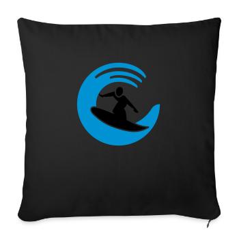Logo de surf - Housse de coussin décorative 45 x 45 cm - noir - Devant