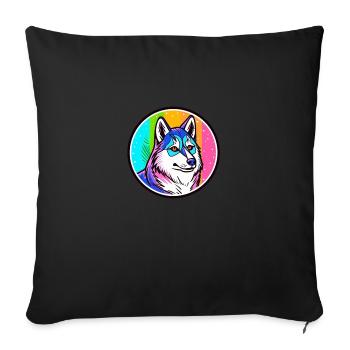 Rainbow Dreams: Anime Husky Dog Print - Sofa pillowcase 17,3'' x 17,3'' (45 x 45 cm) - black - Front