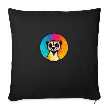 Aurora Borealis Delight: Bunte Erdmännchen-Karikatur - Sofakissenbezug 45 x 45 cm - Schwarz - Vorne