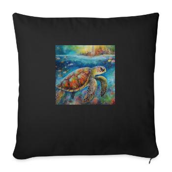 Modern Colourful Turtle Wall Art - Sofa pillowcase 17,3'' x 17,3'' (45 x 45 cm) - black - Front