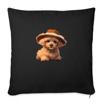 Caniche Caniche Chiot Chien Chiot Chien Propriétaire Chien Amour - Housse de coussin décorative 45 x 45 cm - noir - Devant