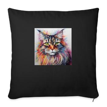 Colourful Maine Coon Cat - Sofa pillowcase 17,3'' x 17,3'' (45 x 45 cm) - black - Front