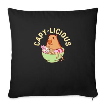 Capy-Licious Capybara Animal Lover - Sofa pillowcase 17,3'' x 17,3'' (45 x 45 cm) - black - Front