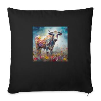Vibrant Cow Art - Sofa pillowcase 17,3'' x 17,3'' (45 x 45 cm) - black - Front