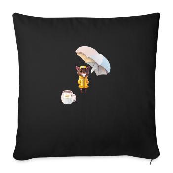 Drôle de chat et de café - Housse de coussin décorative 45 x 45 cm - noir - Devant