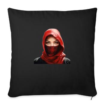 Fille arabe avec palituch - Housse de coussin décorative 45 x 45 cm - noir - Devant