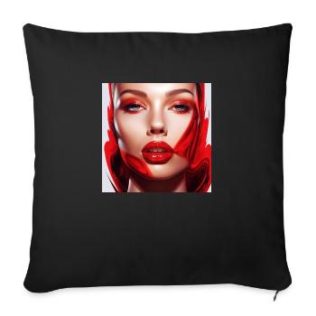 Sexy Frau mit roten Lippen - Sofakissenbezug 45 x 45 cm - Schwarz - Vorne