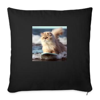 Persian cat Negan surfing - Sofa pillowcase 17,3'' x 17,3'' (45 x 45 cm) - black - Front