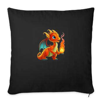 Flaming Friend: Cute Cartoon Dragon - Sofa pillowcase 17,3'' x 17,3'' (45 x 45 cm) - black - Front