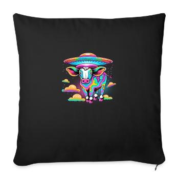 Vache psychodélique extraterrestre - Housse de coussin décorative 45 x 45 cm - noir - Devant