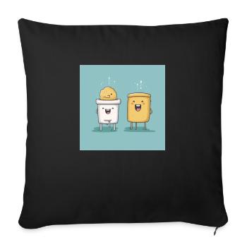 Tasses aux noix - Housse de coussin décorative 45 x 45 cm - noir - Devant