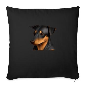 Doberman Doberman chiot chien Doberman dresseur - Housse de coussin décorative 45 x 45 cm - noir - Devant