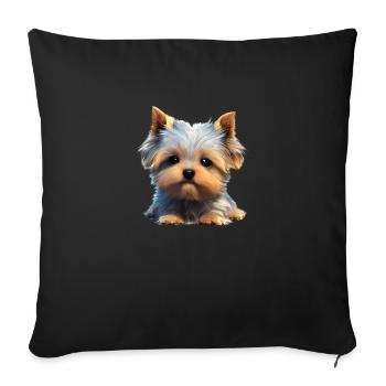 Yorkshire Terrier Puppy Dog Dog Owner - Sofa pillowcase 17,3'' x 17,3'' (45 x 45 cm) - black - Front