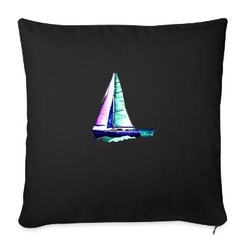 Voile, voile, voilier, voilier - Housse de coussin décorative 45 x 45 cm - noir - Devant