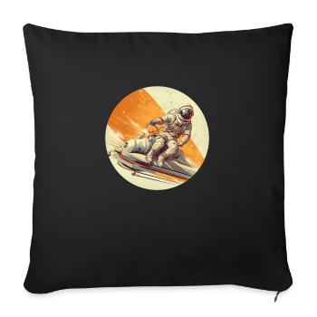 Astronaute à bord d’un véhicule spatial - Housse de coussin décorative 45 x 45 cm - noir - Devant