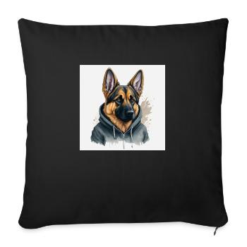 Berger allemand à capuche - Housse de coussin décorative 45 x 45 cm - noir - Devant