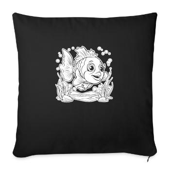 Fish Fishing Sea Fishing - Sofa pillowcase 17,3'' x 17,3'' (45 x 45 cm) - black - Front