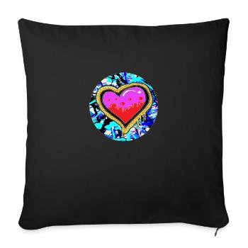 graffiti heart 1 - Sofa pillowcase 17,3'' x 17,3'' (45 x 45 cm) - black - Front