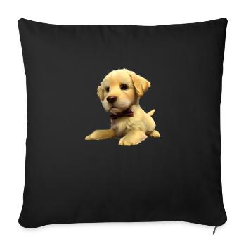 Golden Retriever avec Bow Tie Dogs Propriétaires de chiens - Housse de coussin décorative 45 x 45 cm - noir - Devant