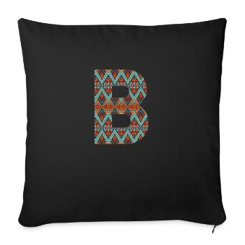 Lettre B- design boho, monogramme coloré - Housse de coussin décorative 45 x 45 cm - noir - Devant