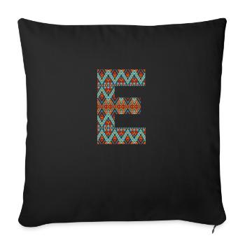 Letter E- boho design, Colorful monogram - Sofa pillowcase 17,3'' x 17,3'' (45 x 45 cm) - black - Front