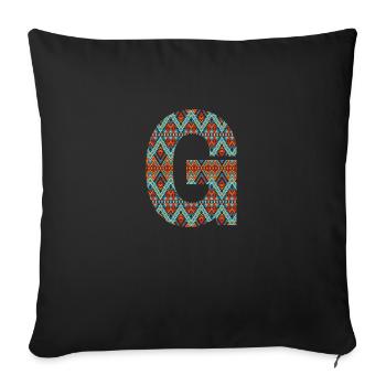 Letter G- boho design, Colorful monogram - Sofa pillowcase 17,3'' x 17,3'' (45 x 45 cm) - black - Front