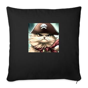 Persian cat Negan as a pirate in anime style - Sofa pillowcase 17,3'' x 17,3'' (45 x 45 cm) - black - Front