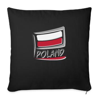Poland Flag Flag - Sofa pillowcase 17,3'' x 17,3'' (45 x 45 cm) - black - Front