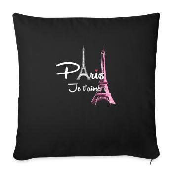 I Love Paris Eiffel Tower France - French Souvenir - Housse de coussin décorative 45 x 45 cm - noir - Devant