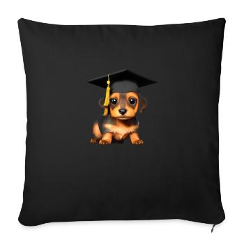 Certificat de fin d’études de baccalauréat Étude du chien teckel - Housse de coussin décorative 45 x 45 cm - noir - Devant