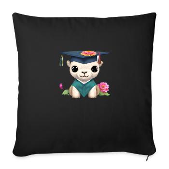 Bachelor Graduate School Leaving Certificate Alpaca Study - Sofa pillowcase 17,3'' x 17,3'' (45 x 45 cm) - black - Front