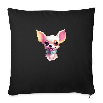 Art mignon du chihuahua - Housse de coussin décorative 45 x 45 cm - noir - Devant
