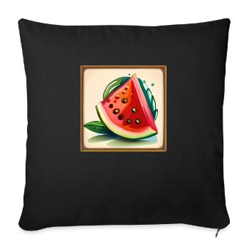 Melon frais Pastèque Wassermelone - Housse de coussin décorative 45 x 45 cm - noir - Devant