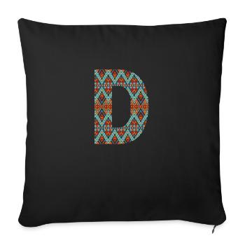 Letter D- boho design, Colorful monogram - Sofa pillowcase 17,3'' x 17,3'' (45 x 45 cm) - black - Front
