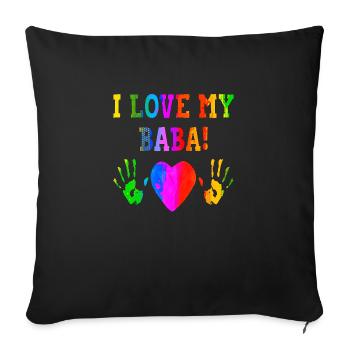 J’aime mon baba Balkans Exyu Croatie Serbie Bosna - Housse de coussin décorative 45 x 45 cm - noir - Devant