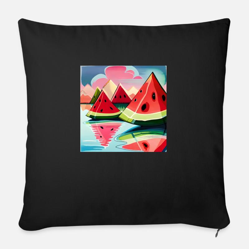 Melon Watermelon Mountain Wassermelone Berge - Sofakissenbezug 45 x 45 cm - Schwarz