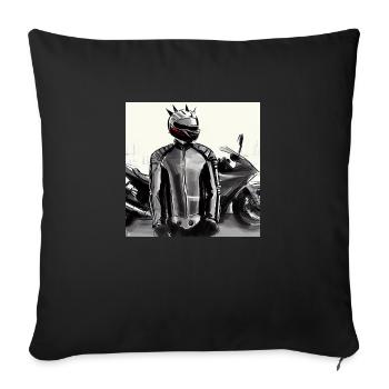 Dessin au crayon de moto - Housse de coussin décorative 45 x 45 cm - noir - Devant