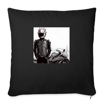 Dessin au crayon de moto - Housse de coussin décorative 45 x 45 cm - noir - Devant