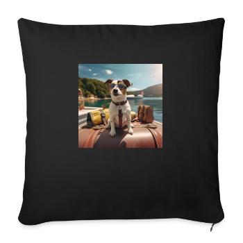 Jack Russell Terrier wearing sunglasses on vacation - Sofa pillowcase 17,3'' x 17,3'' (45 x 45 cm) - black - Front