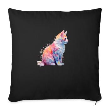 Sweet color Sprinkles Cat Splash Shirt Design - Sofa pillowcase 17,3'' x 17,3'' (45 x 45 cm) - black - Front