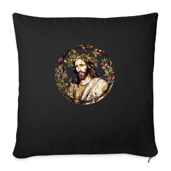 Dessin de Jésus-Christ - Housse de coussin décorative 45 x 45 cm - noir - Devant