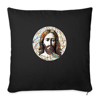 Dessin de Jésus-Christ - Housse de coussin décorative 45 x 45 cm - noir - Devant