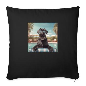 Giant schnauzer with sunglasses on vacation - Sofa pillowcase 17,3'' x 17,3'' (45 x 45 cm) - black - Front