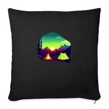 Camping Gift Caravan Camp Camping Camper Camping-car - Housse de coussin décorative 45 x 45 cm - noir - Devant