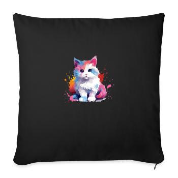 Splash Cat Kitty Design Present Idea - Sofa pillowcase 17,3'' x 17,3'' (45 x 45 cm) - black - Front
