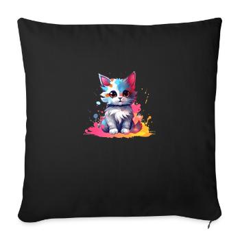 Unique Cat splash Kitty Cat Print Design - Sofa pillowcase 17,3'' x 17,3'' (45 x 45 cm) - black - Front
