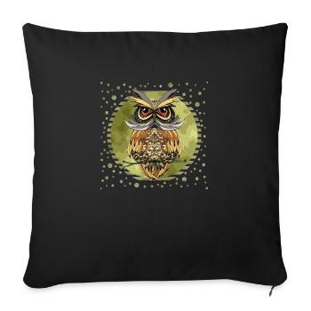 Owl bird - Sofa pillowcase 17,3'' x 17,3'' (45 x 45 cm) - black - Front